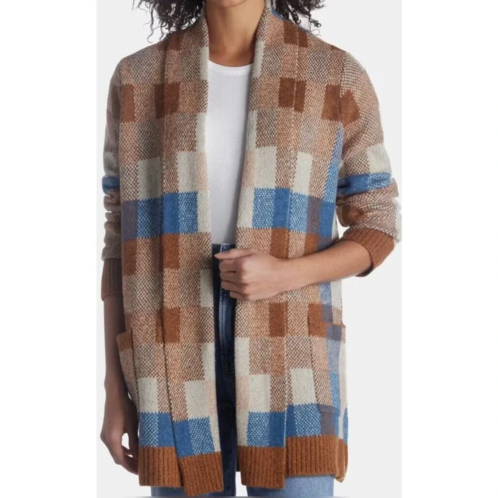 Fold Detail Plaid Coatigan‎
